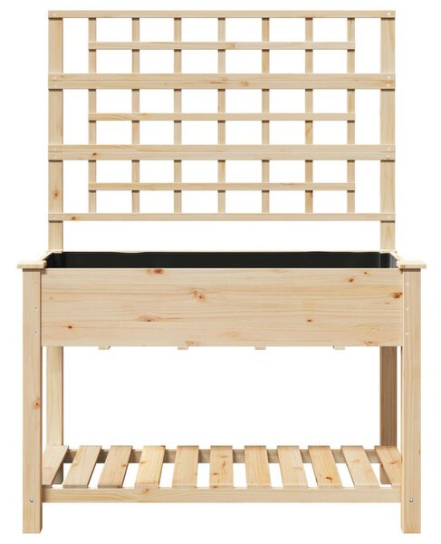Kerti Virágláda Trellis-szel és Polccal 115x59x152 cm Tömör Fenyő