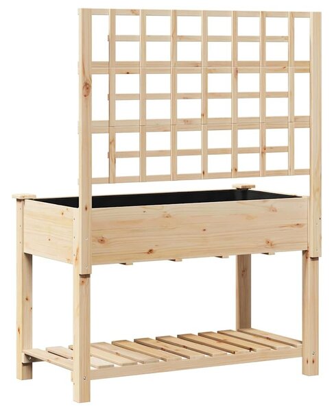 Kerti Virágláda Trellis-szel és Polccal 115x59x152 cm Tömör Fenyő