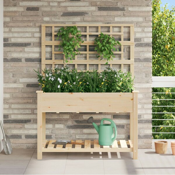 Kerti Virágláda Trellis-szel és Polccal 115x59x152 cm Tömör Fenyő