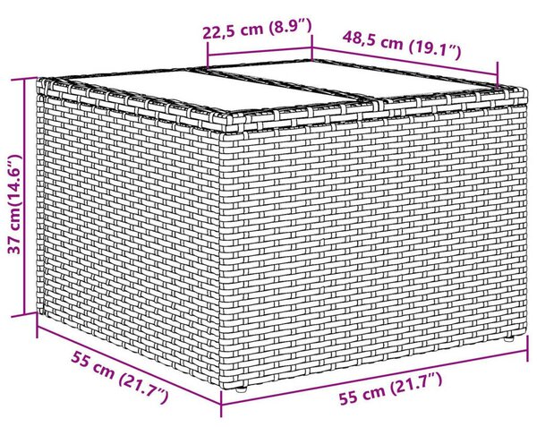 9 Darabos Kerti Sofaszett Párnával Fekete Poli Rattan