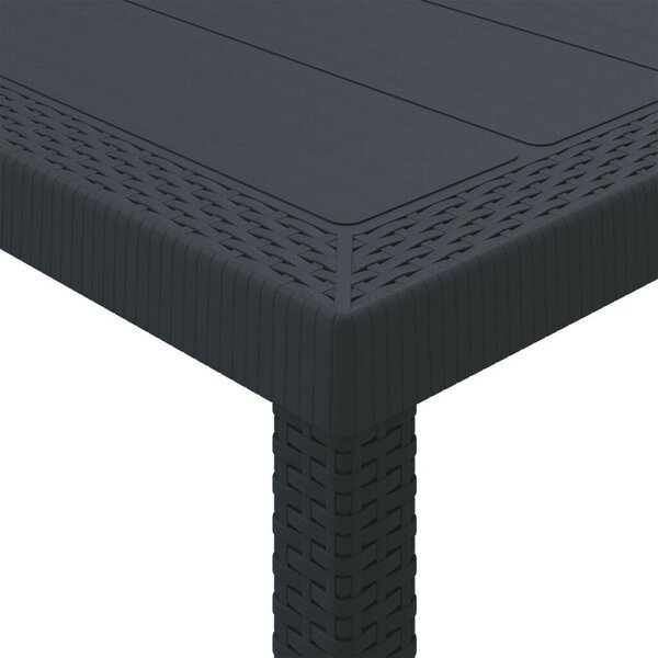 VidaXL Kerti Asztal Antracit 200 x 100 x 73 cm polirattan