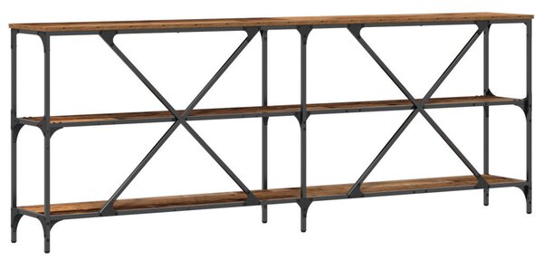 Konzolasztal Régi Fa 200x30x75 cm Műanyag Fa és Acél
