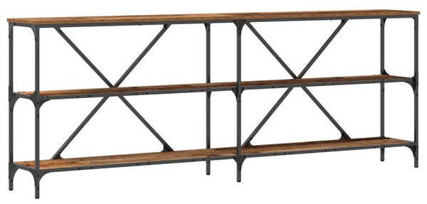 Konzolasztal Régi Fa 200x30x75 cm Műanyag Fa és Acél