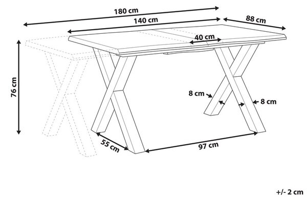Kihúzható étkezőasztal BRONSON Sötétbarna 140/180 cm 90 cm