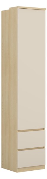 Könyvespolc Nolcala 115, Zárt, Fiókokkal, Ajtókkal, Laminált forgácslap, 217x45x43cm, Bézs, Tölgy