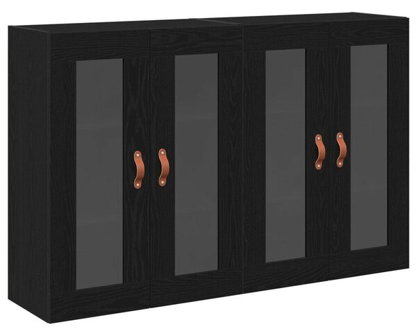 Fali Szekrények 2 db Fekete Tölgy 69,5x34x90 cm Gyártott Fa