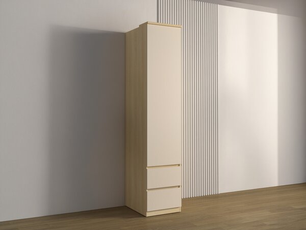 Gardróbszekrény Nolcala 119, Bézs, Tölgy, 217x45x60cm, Szekrényajtók: Pántos,Ajtók száma