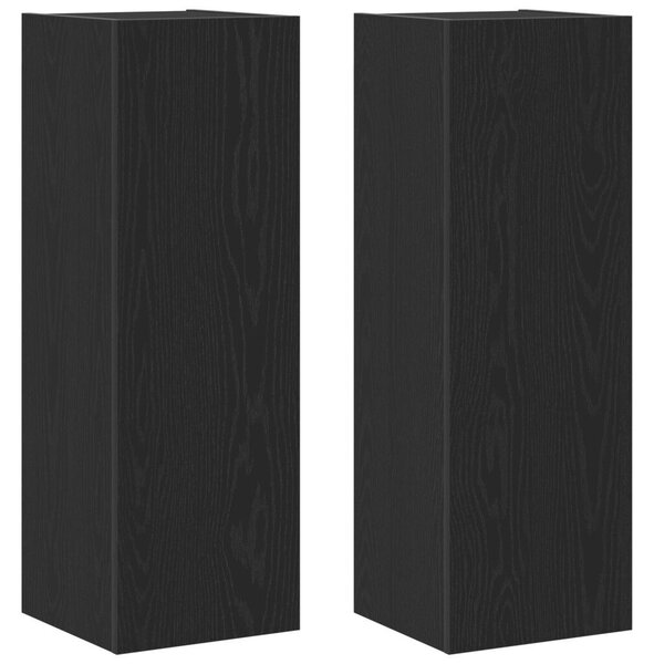 Falra Szerelhető TV Szekrények - 2 db, Fekete Tölgy, 30.5 x 30 x 90 cm, Mérnöki Fából