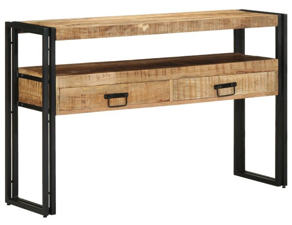 Fekete Asztalok 120x33x75 cm Tömör Mangófából és Fémből