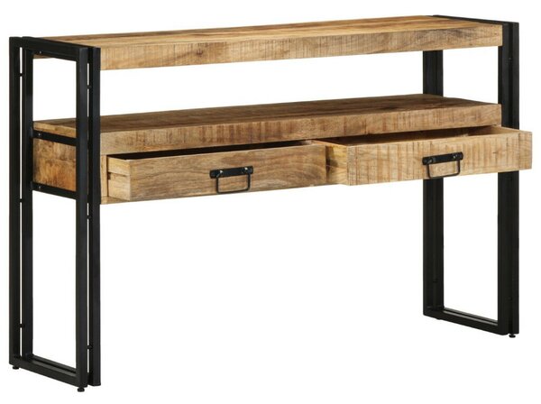 Fekete Asztalok 120x33x75 cm Tömör Mangófából és Fémből
