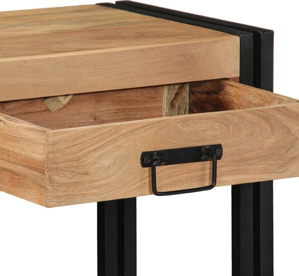 Kisasztal Fekete 90x33x75 cm Tömör akácfa és fém