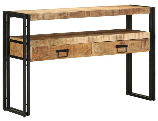 Fekete Asztalok 120x33x75 cm Tömör Mangófából és Fémből