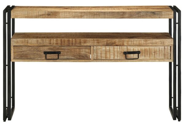 Fekete Asztalok 120x33x75 cm Tömör Mangófából és Fémből
