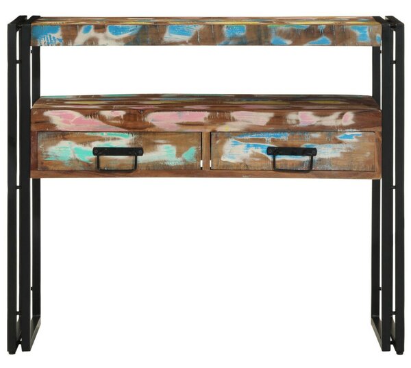 Végasztalok Többszínű 90x33x75 cm Tömör újrahasznosított fa és fém