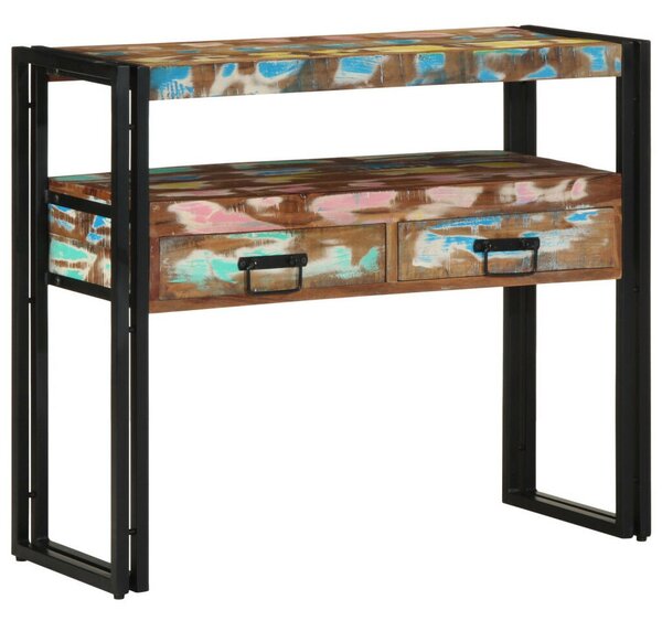 Végasztalok Többszínű 90x33x75 cm Tömör újrahasznosított fa és fém