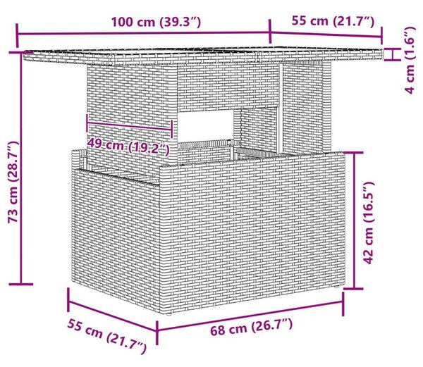 11 Darabos Kert Sofa Készlet Párnákkal Bézs Poli Rattan, 2 Személyes Kert Sofa Tárolóval és Párnákkal Bézs Poli Rattan