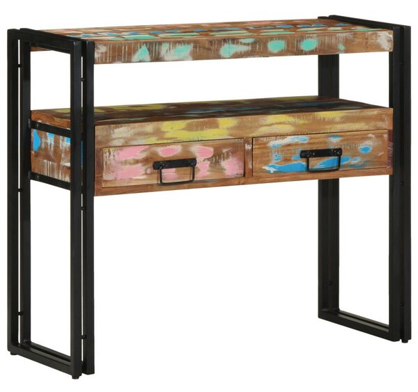 Végasztalok Többszínű 90x33x75 cm Tömör újrahasznosított fa és fém