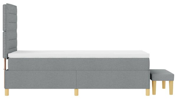 Box Spring Ágy matraccal &amp; Pad világosszürke 100x200 cm textil