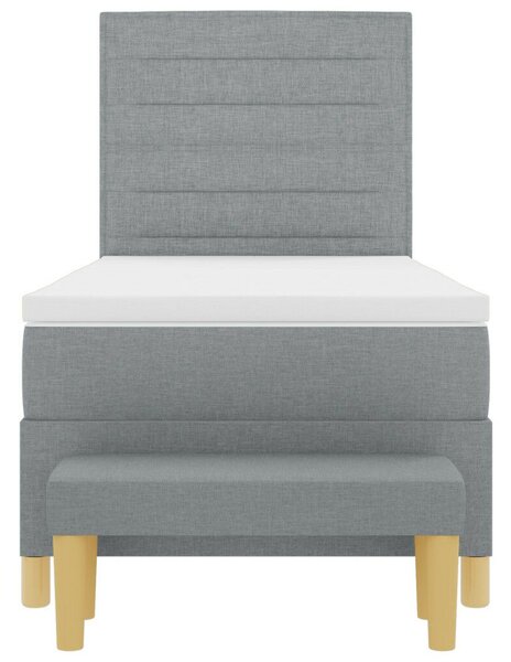 Box Spring Ágy matraccal &amp; Pad világosszürke 100x200 cm textil