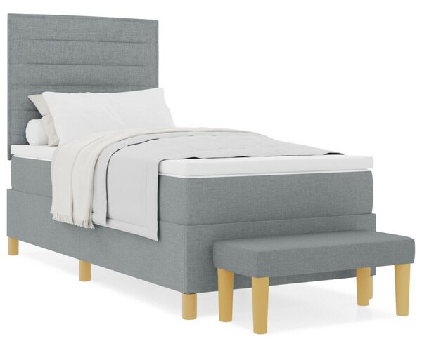 Box Spring Ágy matraccal &amp; Pad világosszürke 100x200 cm textil