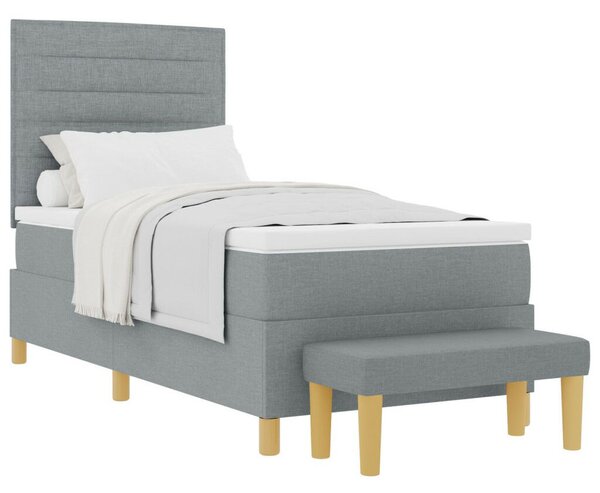Box Spring Ágy matraccal &amp; Pad világosszürke 100x200 cm textil