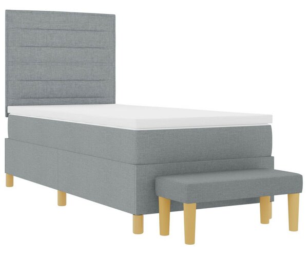 Box Spring Ágy matraccal &amp; Pad világosszürke 100x200 cm textil