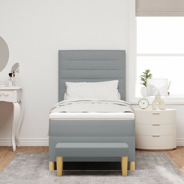 Box Spring Ágy matraccal &amp; Pad világosszürke 100x200 cm textil