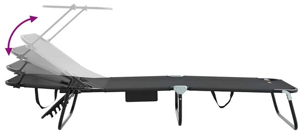 VidaXL Összecsukható nyugágy párnával Fekete 56 x 190 x 81cm szövet