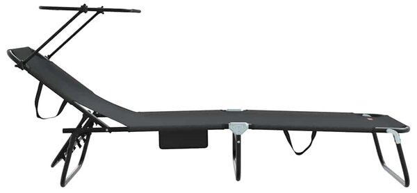 VidaXL Összecsukható nyugágy párnával Fekete 56 x 190 x 81cm szövet