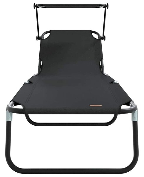 VidaXL Összecsukható nyugágy párnával Fekete 56 x 190 x 81cm szövet
