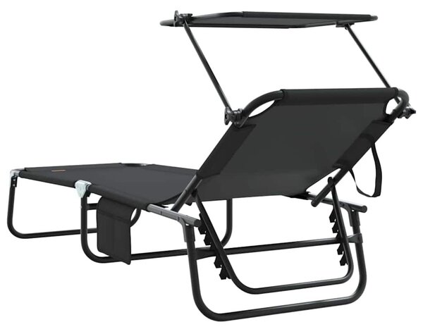 VidaXL Összecsukható nyugágy párnával Fekete 56 x 190 x 81cm szövet