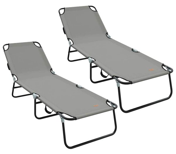 VidaXL Összecsukható nyugágy 2 pcs Szürke 56 x 189 x 87cm szövet
