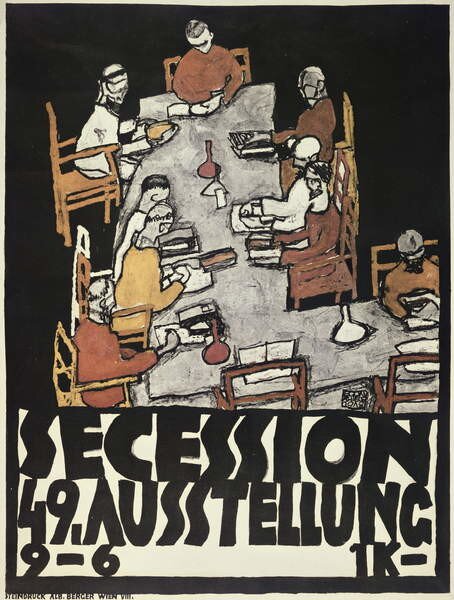 Egon Schiele - Reprodukció Poster for the Vienna Secession, 49th Exhibition, Die Freunde, (30 x 40 cm)