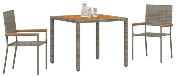 VidaXL Kert étkező szett 3 pcs Szürke 90 x 90 x 75 cm polirattan