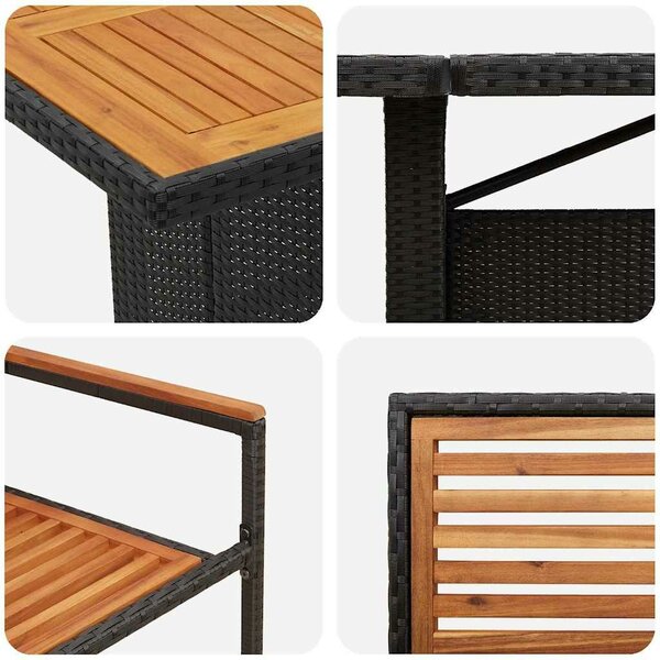 VidaXL Kert étkező szett 11 pcs Fekete 240 x 90 x 75 cm polirattan
