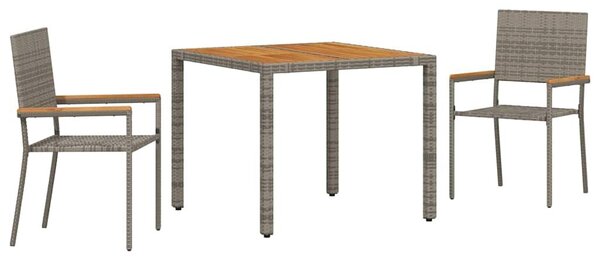 VidaXL Kert étkező szett 3 pcs Szürke 90 x 90 x 75 cm polirattan