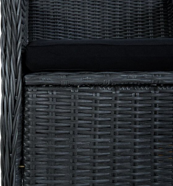 9 részes sötétszürke polyrattan kültéri étkezőszett párnákkal