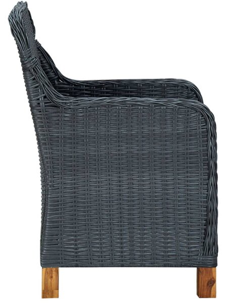 9 részes sötétszürke polyrattan kültéri étkezőszett párnákkal
