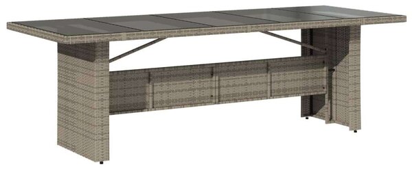 VidaXL Polyrattan Kerti Asztal - Üveglap - 240x90x75 cm
