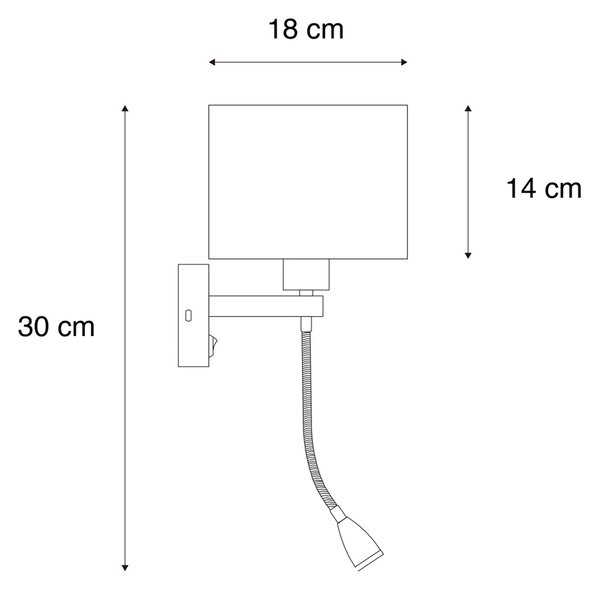 Fali lámpa fekete, bézs bársony árnyékkal 18 cm - Brescia Combi