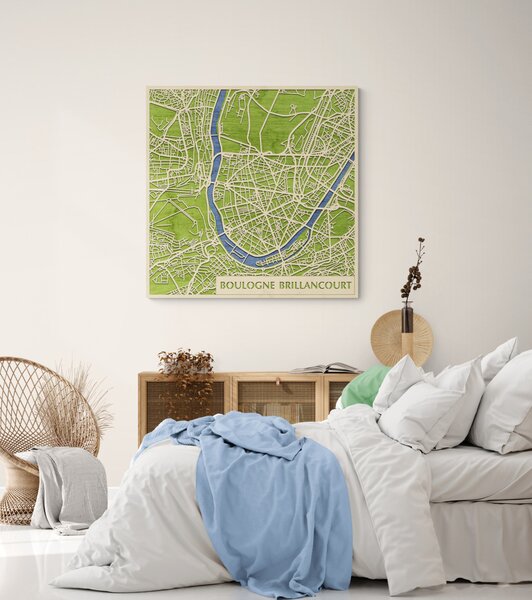 Boulogne-Billancourt 3D fa várostérkép fali dekoráció – Natura Products