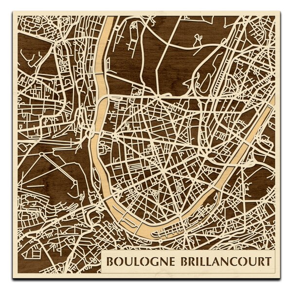 Boulogne-Billancourt 3D fa várostérkép fali dekoráció – Natura Products