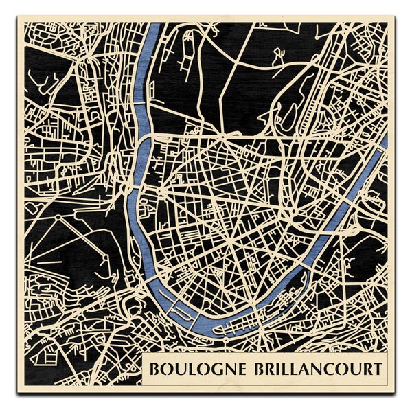 Boulogne-Billancourt 3D fa várostérkép fali dekoráció – Natura Products