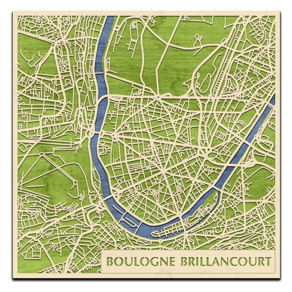 Boulogne-Billancourt 3D fa várostérkép fali dekoráció – Natura Products
