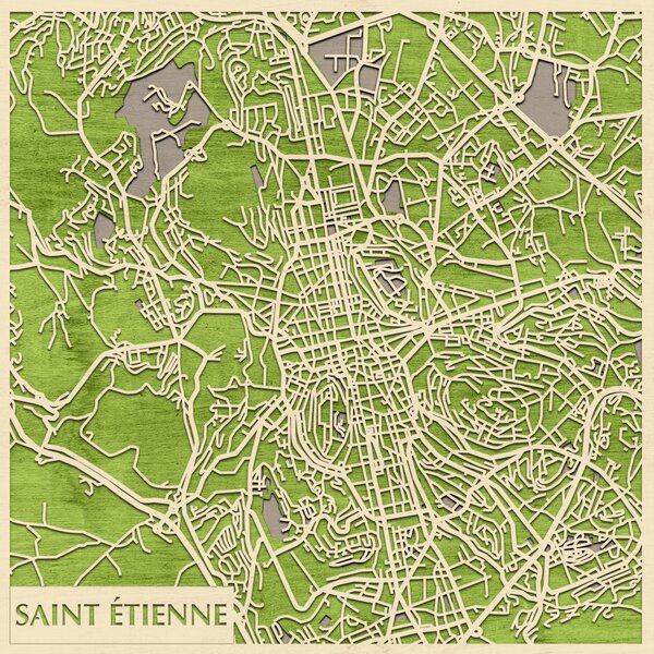 Saint-Étienne 3D fa várostérkép fali dekoráció – Natura Products