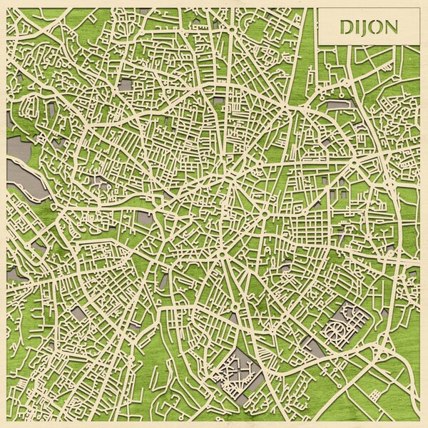 Dijon 3D fa várostérkép fali dekoráció – Natura Products