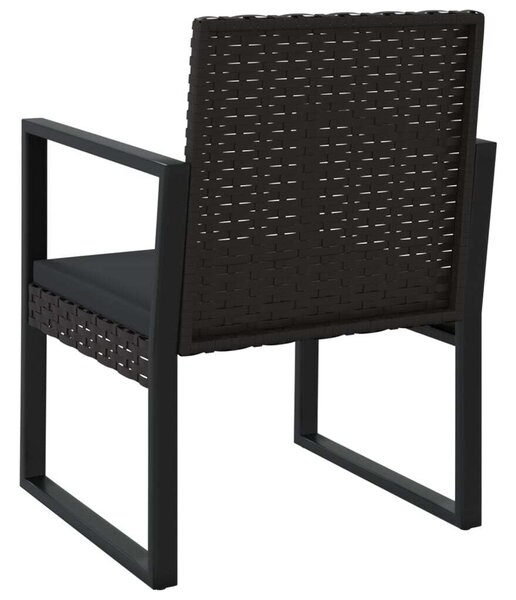 4 részes fekete polyrattan kerti bútorszett párnákkal