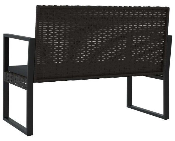 4 részes fekete polyrattan kerti bútorszett párnákkal