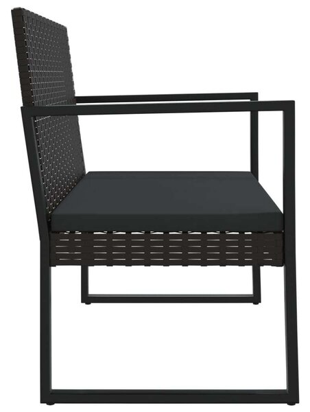 4 részes fekete polyrattan kerti bútorszett párnákkal