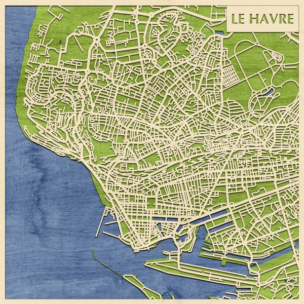 Le Havre 3D fa várostérkép fali dekoráció – Natura Products